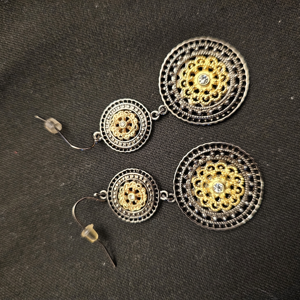 Elegant Two-Tone Dangle Earrings